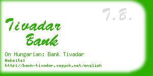 tivadar bank business card